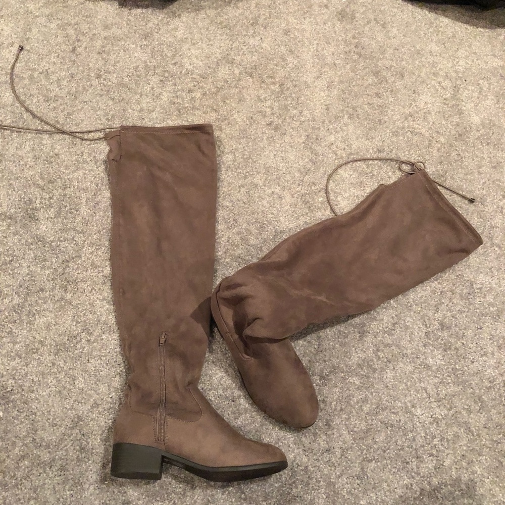 Brown knee high boots